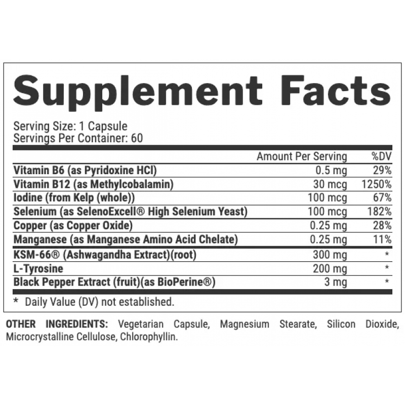 Nutrex Lipo6 Black Thyrolean KSM66 Ashwagandha+Copper+Kelp+Selenium Fat burner 60 Caps - Galeri