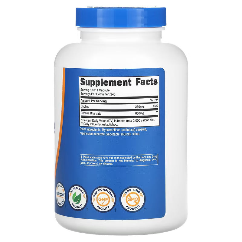 Nutricost Choline Bitartrate 650 mg 240 Capsules - Galeri