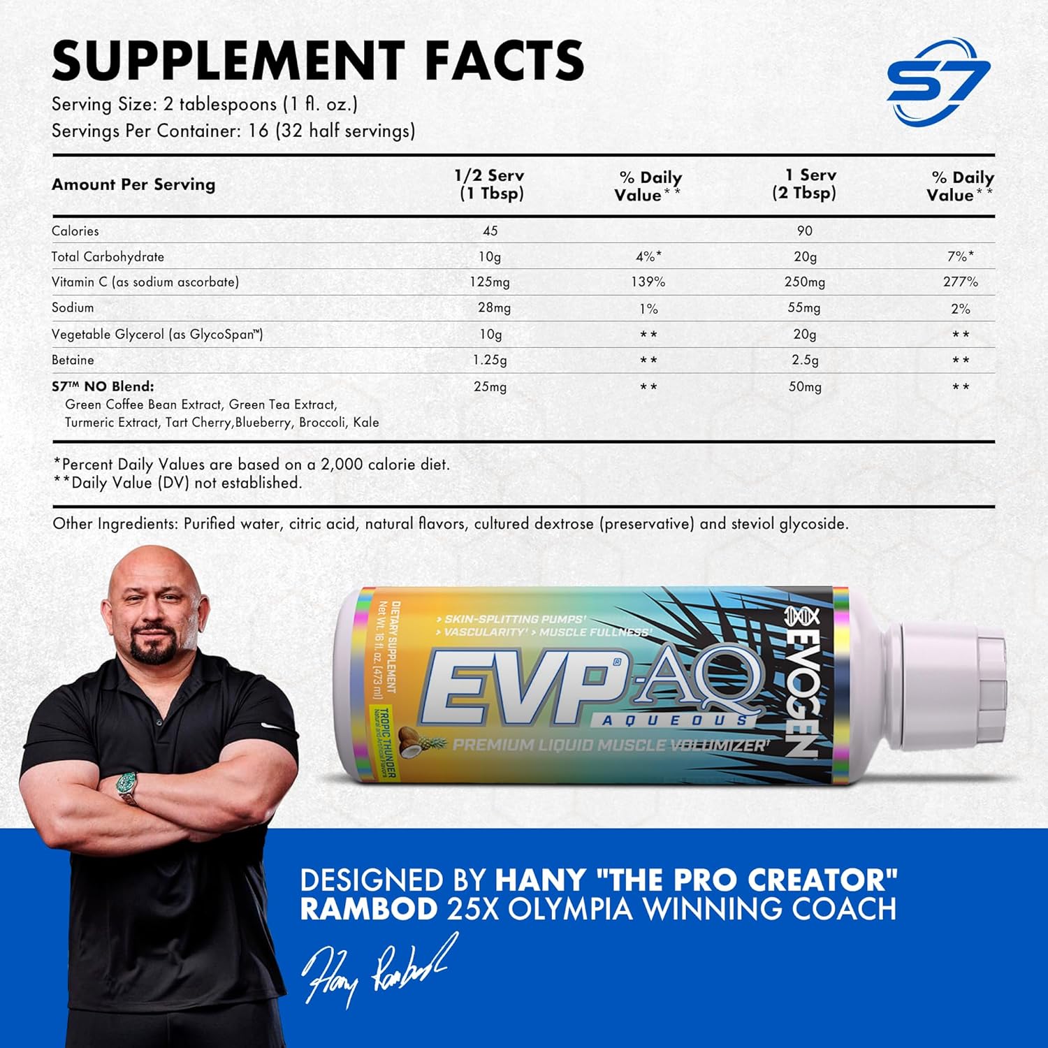 Evogen EVP-AQ Liquid Glycerol Muscle Volumizer PreWorkout for Pumps Vascularity Hydration 473 ml - Galeri