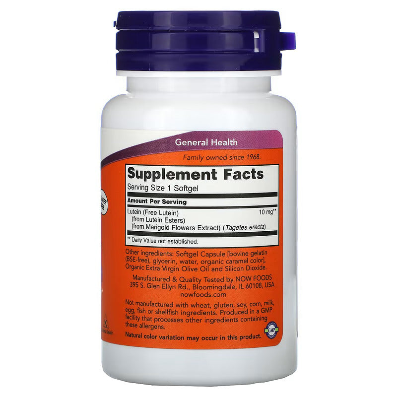 NOW Foods, Lutein Eye Health 10 mg, 120 Softgels - Galeri