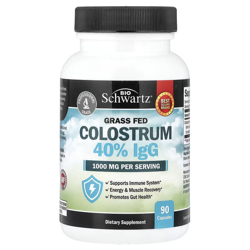 BioSchwartz Grass Fed Bovine Colostrum 40% IgG, 90 Caps