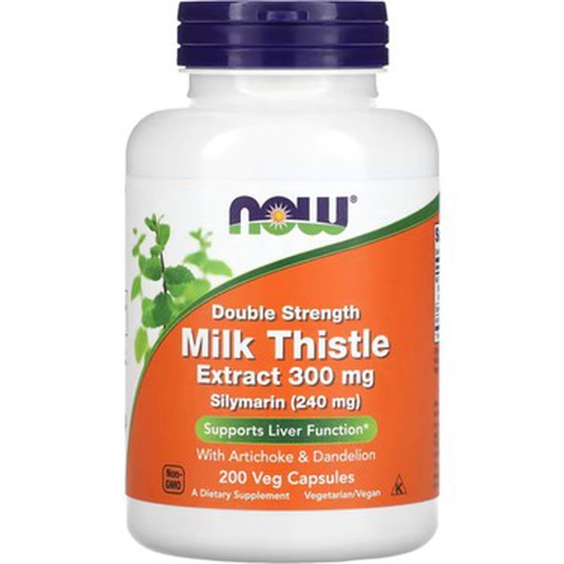 NOW Foods Silymarin Milk Thistle Extract 300 mg with Artichoke and Dandelion, Double Strength, Supports Liver Function 200 Veg Caps