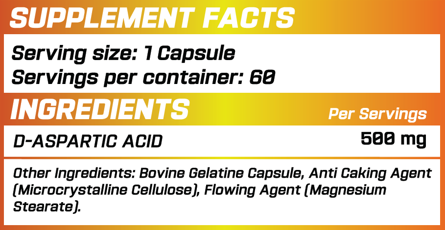 Grimlabs DAA, D-Aspartic Acid 500mg 60 Servings - Galeri