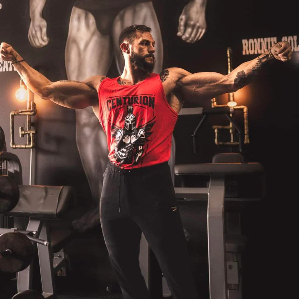 Centurion Labz Vintage Centurion Labz Tasarımlı Kırmızı Tank Fitnes Atlet - Galeri