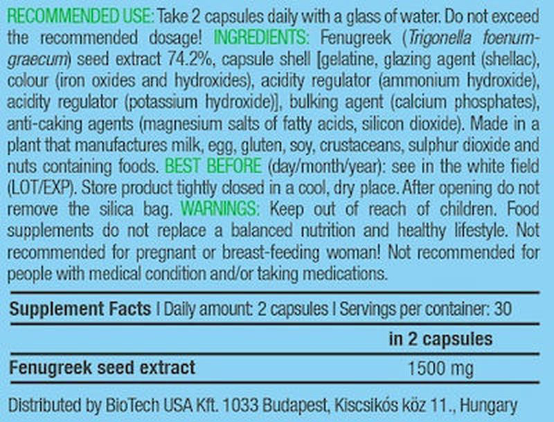 BioTech USA Fenugreek 1500 Çemen otu tozu 60 capsules - Galeri