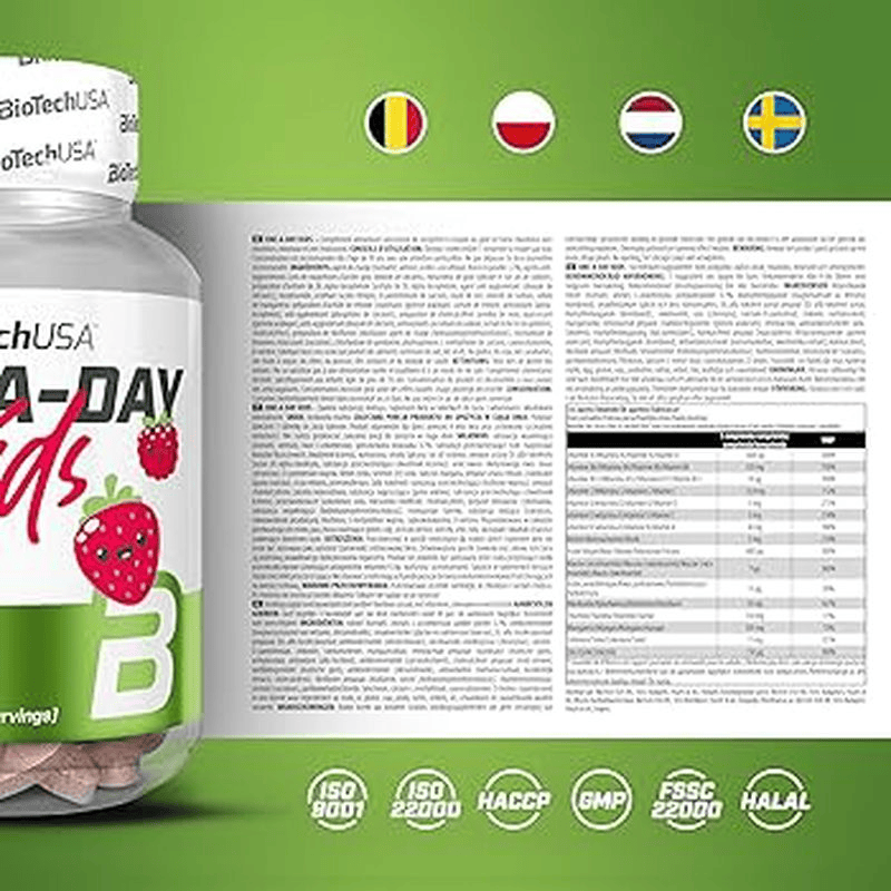 BIOTECH USA One-A-Day Kids Vitamin + Mineral - 90 chewable çiğneme tab +4 Çocuklara özel) USA MENŞEİ - Galeri