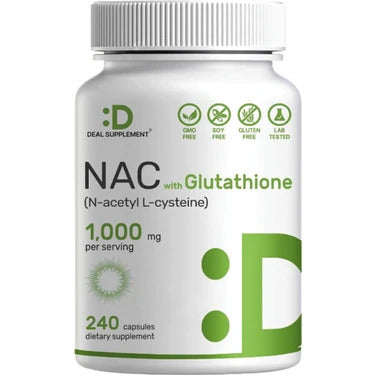 Deal Supplement NAC Supplement (N-Acetyl Cysteine) with Reduced Glutathione, 240 Capsules - Galeri