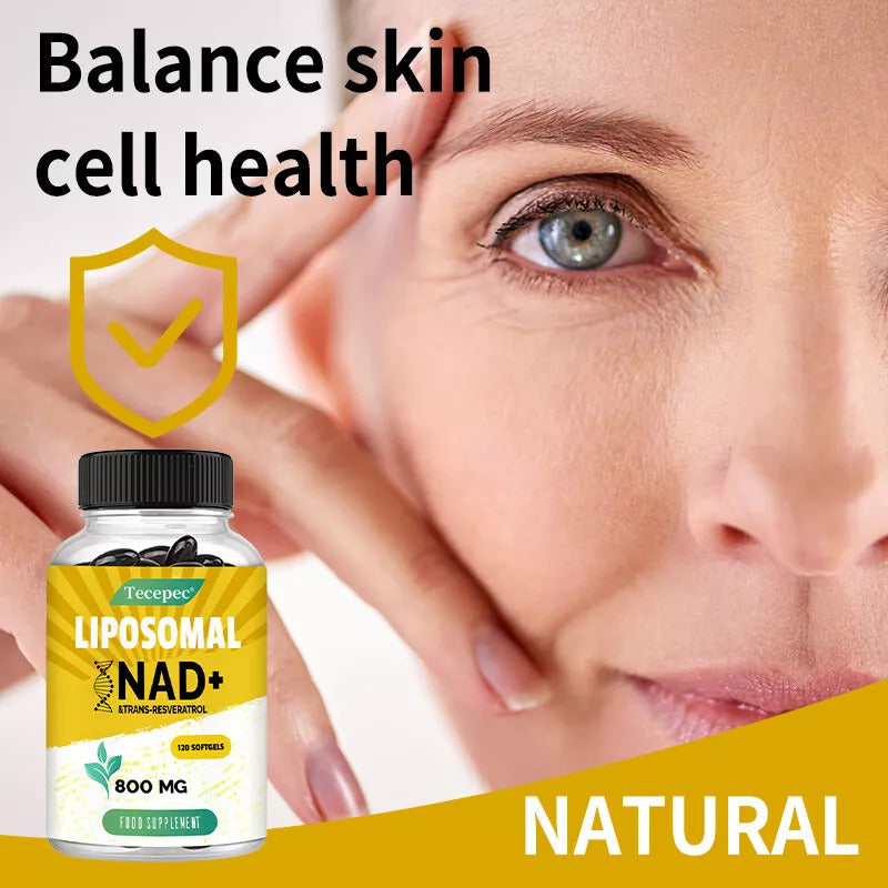 Tecepec Liposomal NAD+ Resveratrol 800mg - for Anti Aging, Nicotinamide Booster, Cell Regenerator - Galeri