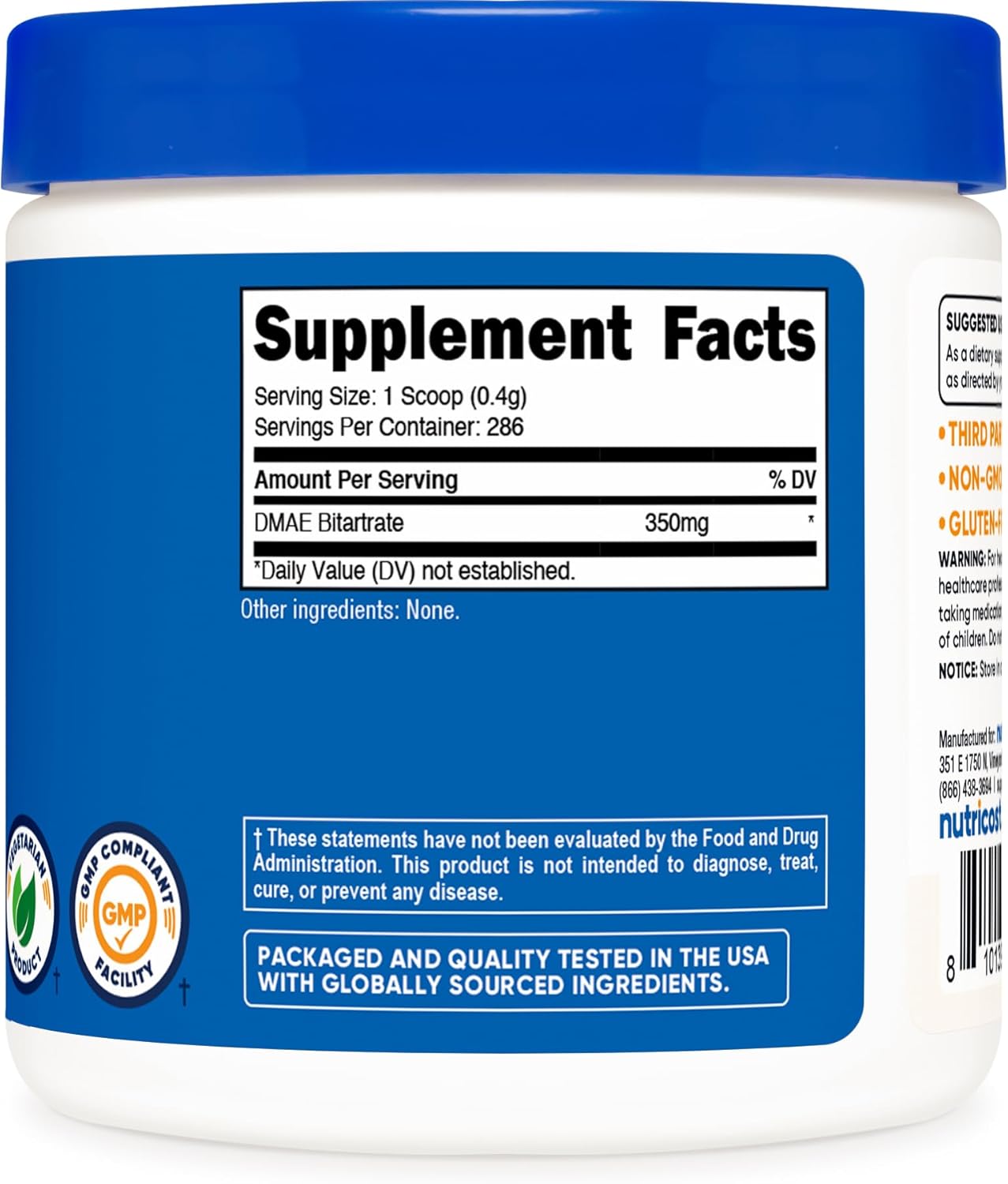 Nutricost Pure DMAE Bitartrate Powder 100 Grams - Galeri