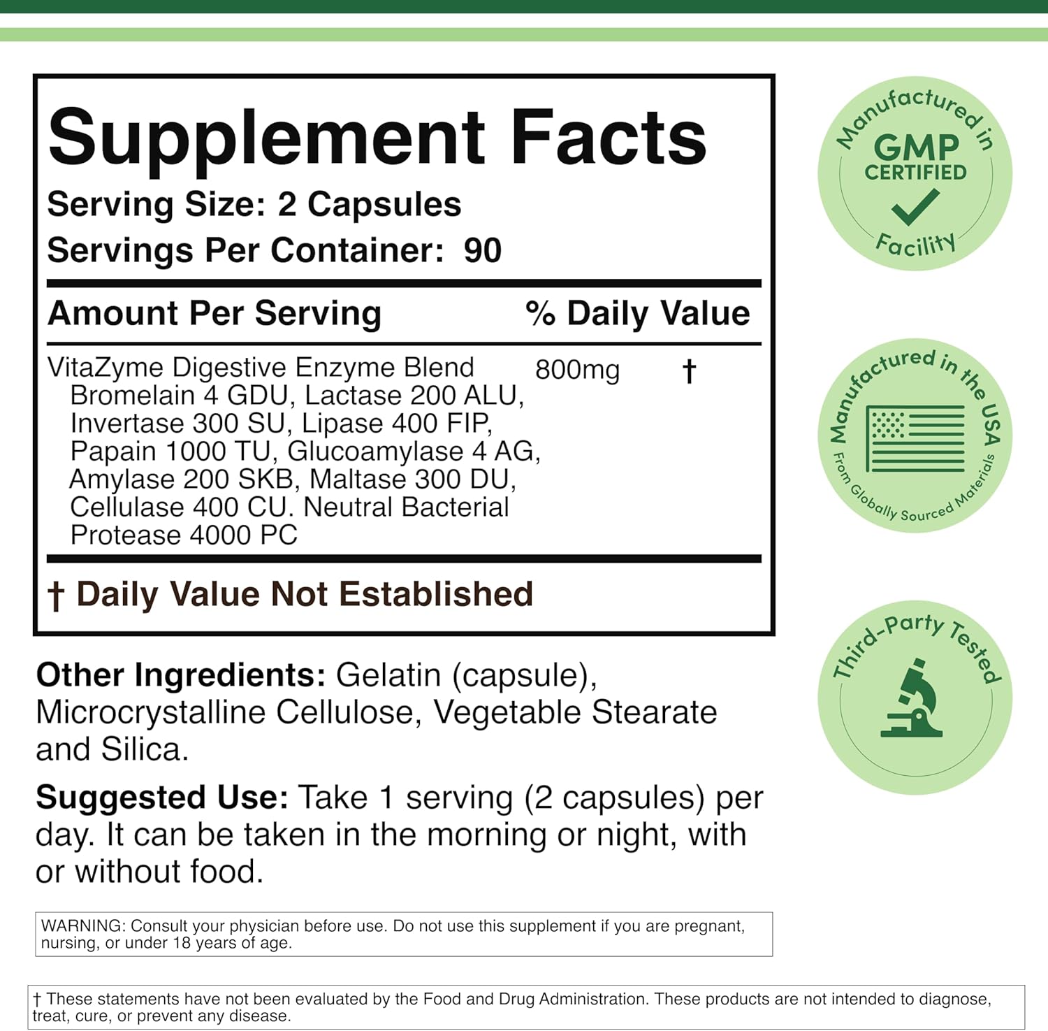 Double Wood Digestive Enzymes Bromelain Lactase 180 Caps - Galeri