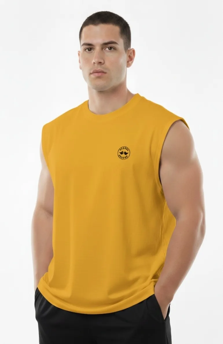 Bisiklet Yaka Hardal Sarısı Kolsuz Tişört