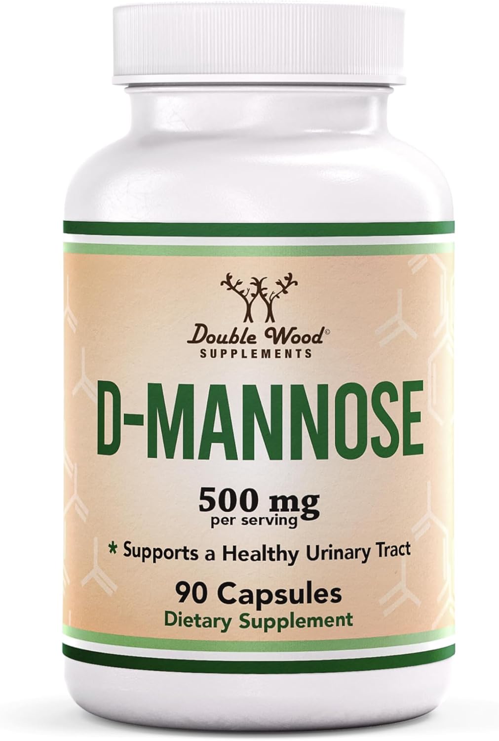 Double Wood D Mannose 500mg - 99.9% Purity Tested for Urinary Tract 90 Caps