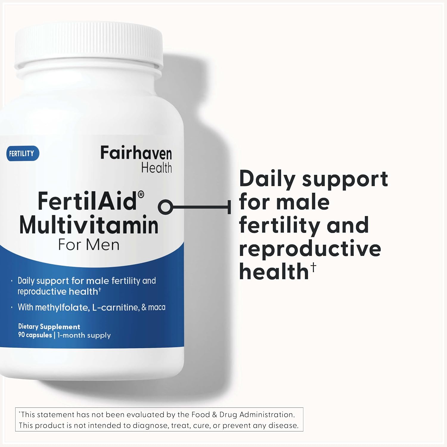 Fairhaven Health FertilAid for Men Vitamin & Multivitamin Fertility L-carnitine Zinc and Methyl Folate Maca 90 Caps - Galeri