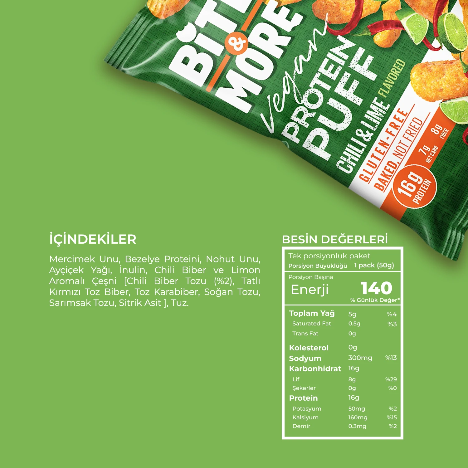 Bite &amp; More Ekşi Krema &amp; Soğanlı Vegan Protein Puff 50 Gr - Galeri