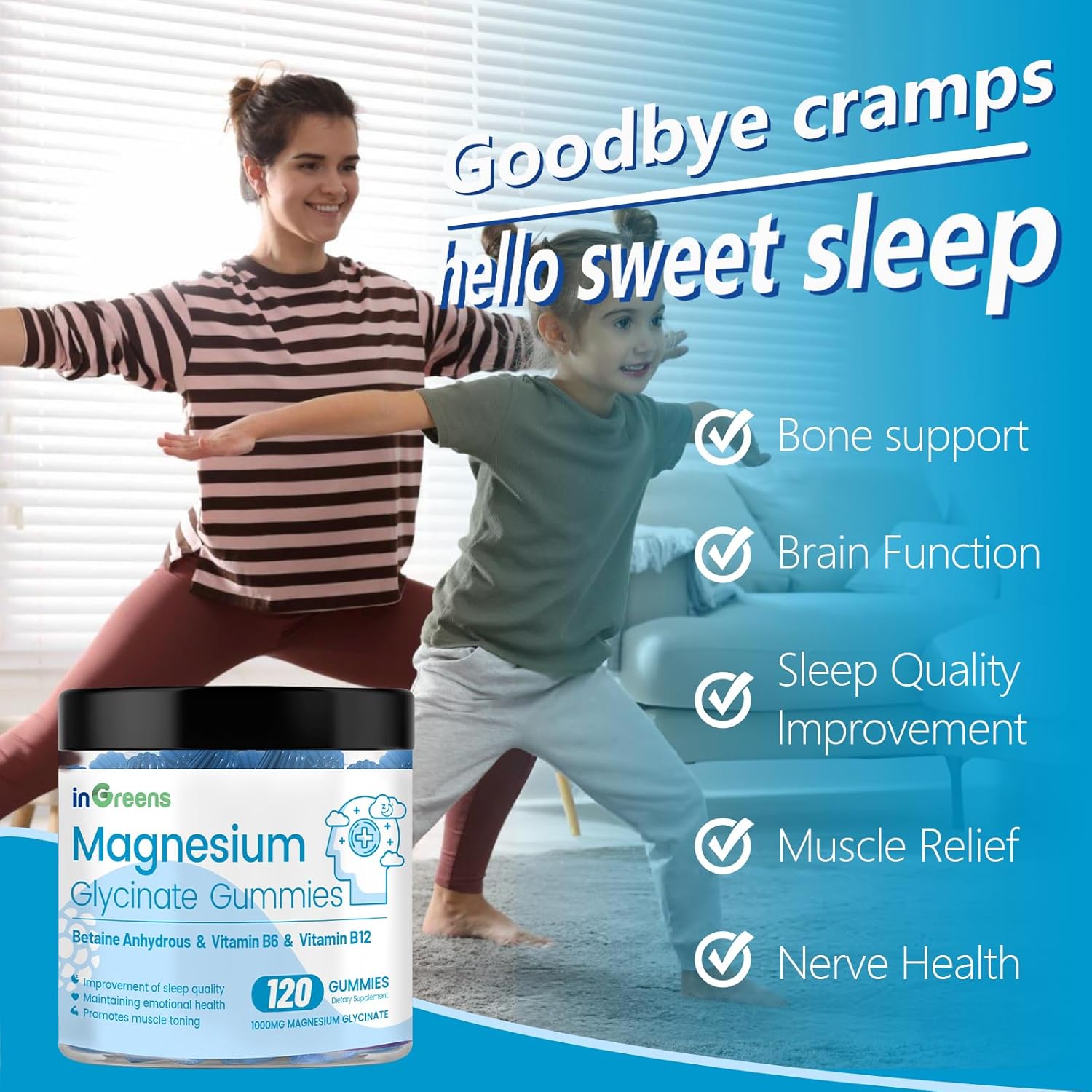 İngreens Magnesium Glycinate Betaine Sleep Relaxation & Focus Support 120 Gummies - Galeri