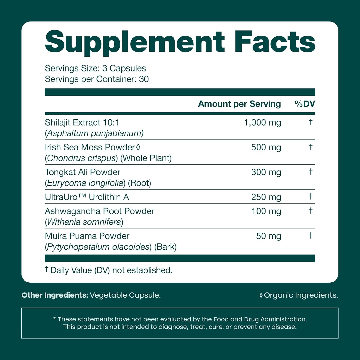 Etta Vita Urolithin-A Complex Shilajit Irish Sea Moss Tongkat Ali Ashwagandha 90 Caps - Galeri