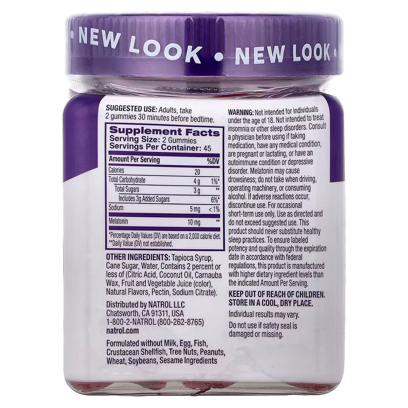 Natrol Melatonin Gummies Strawberry Fall Asleep Faster, Stay Asleep Longer 10 mg 90 Gummies - Galeri