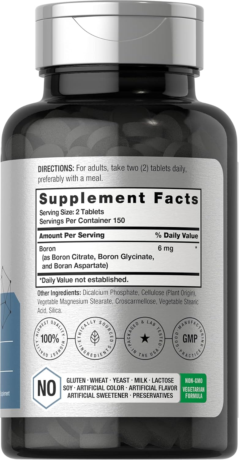 Horbaach Triple Boron Complex 6 mg 300 Tablet Boron Citrate, Boron Glycinate, Boron Asparate - Galeri