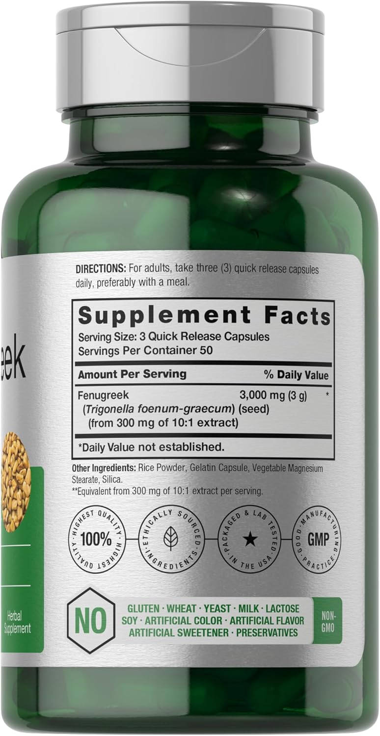 Horbäach Fenugreek Seed Çemen otu 3000 mg 150 Caps - Galeri