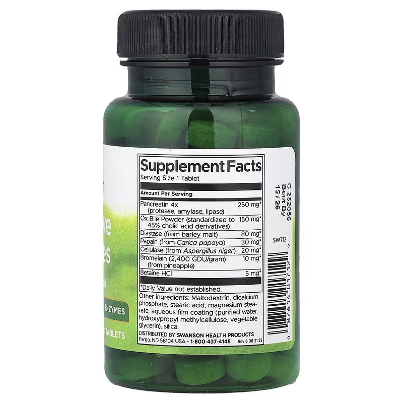 Swanson Digestive Enzymes Gut Health Betaine Bromelain Papain Ox Bile 90 Tablet - Galeri