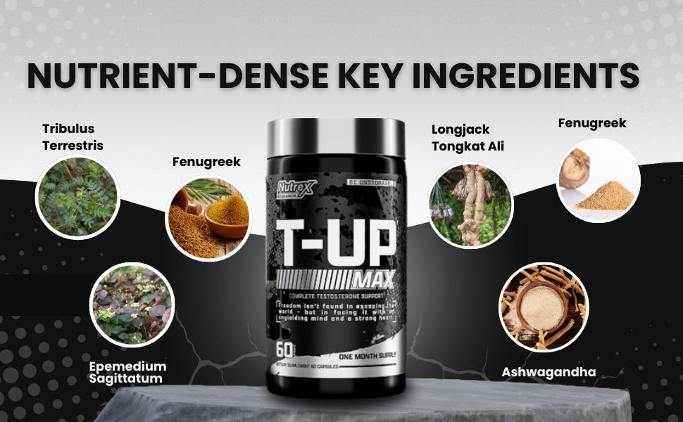 Nutrex T-Up Max Testo Booster 60 Caps Tribulus+Fenugreek+Maca+Tongkat Ali+Ksm66 Ashwagandha - Galeri