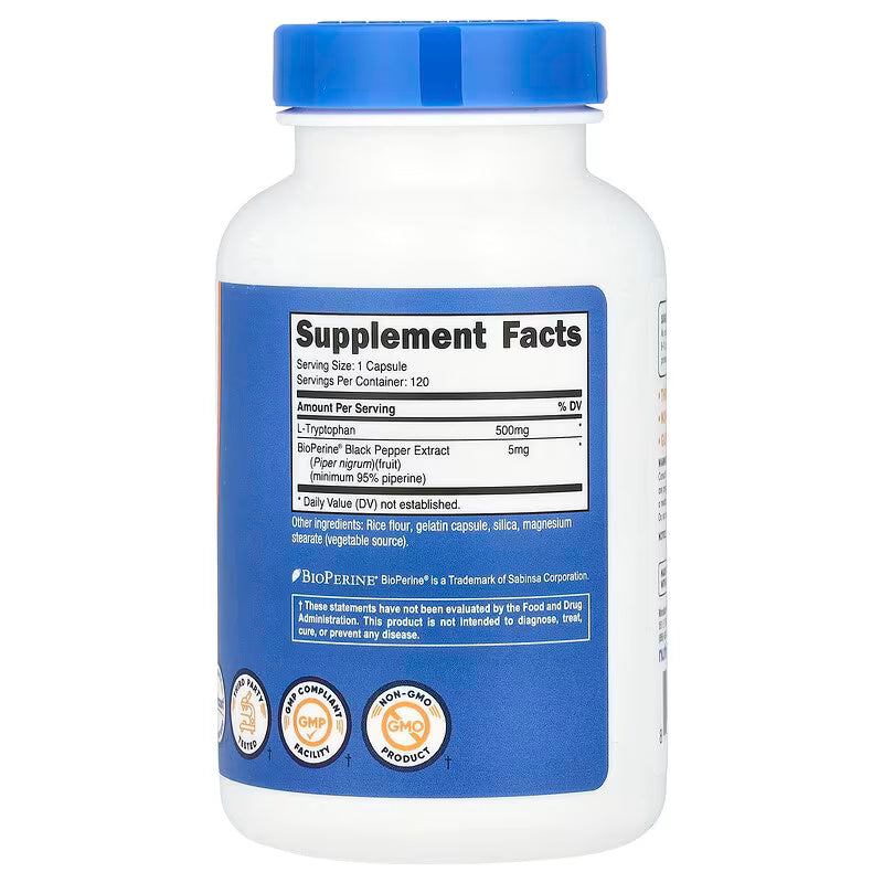 Nutricost L-Tryptophan Sleep 500 mg 120 Capsules - Galeri
