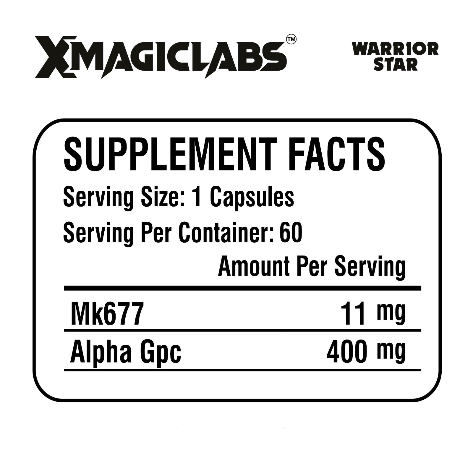 Xmagiclabs Warrior Star Mk677 Ibutamoren - Alpha Gpc  60 Caps - Galeri