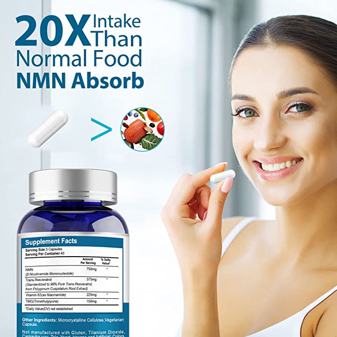 Vivalifer NMN+Niacinamide+TMG+Resveratrol 1500MG Nicotinamide 120 Caps - Galeri