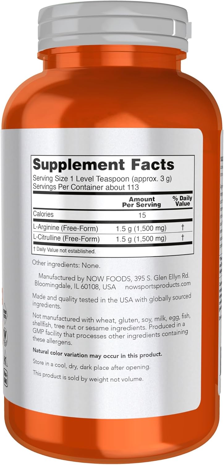 NOW Foods Sports Arginine & Citrulline Amino Acids Powder 340 g - Galeri