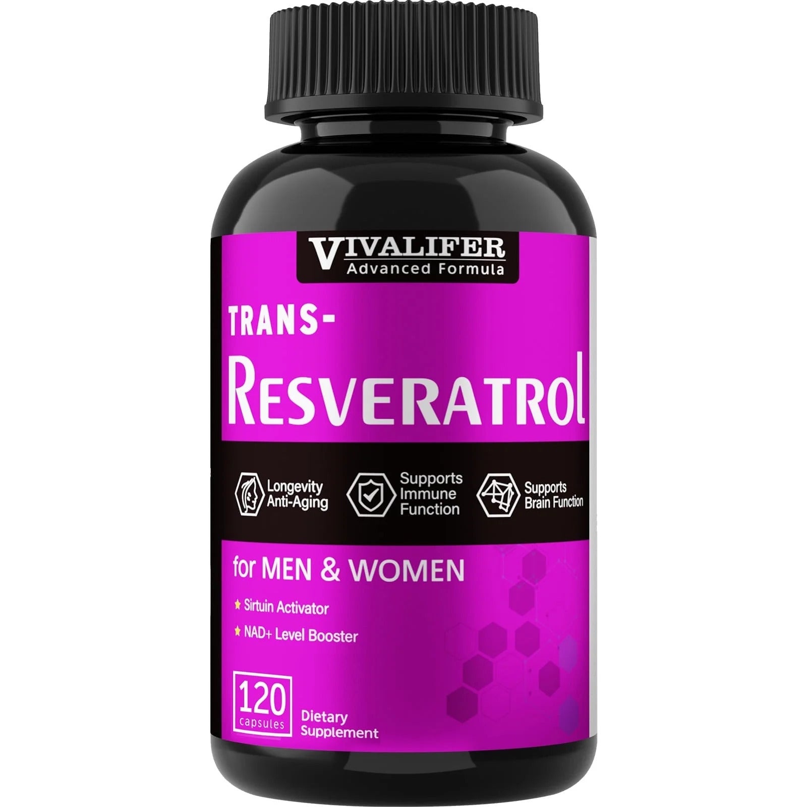 VIVALIFER Resveratrol+Vitamin C Anti-Aging Immune, Cardiovascular Joint 500mg+120mg 120 Caps - Galeri