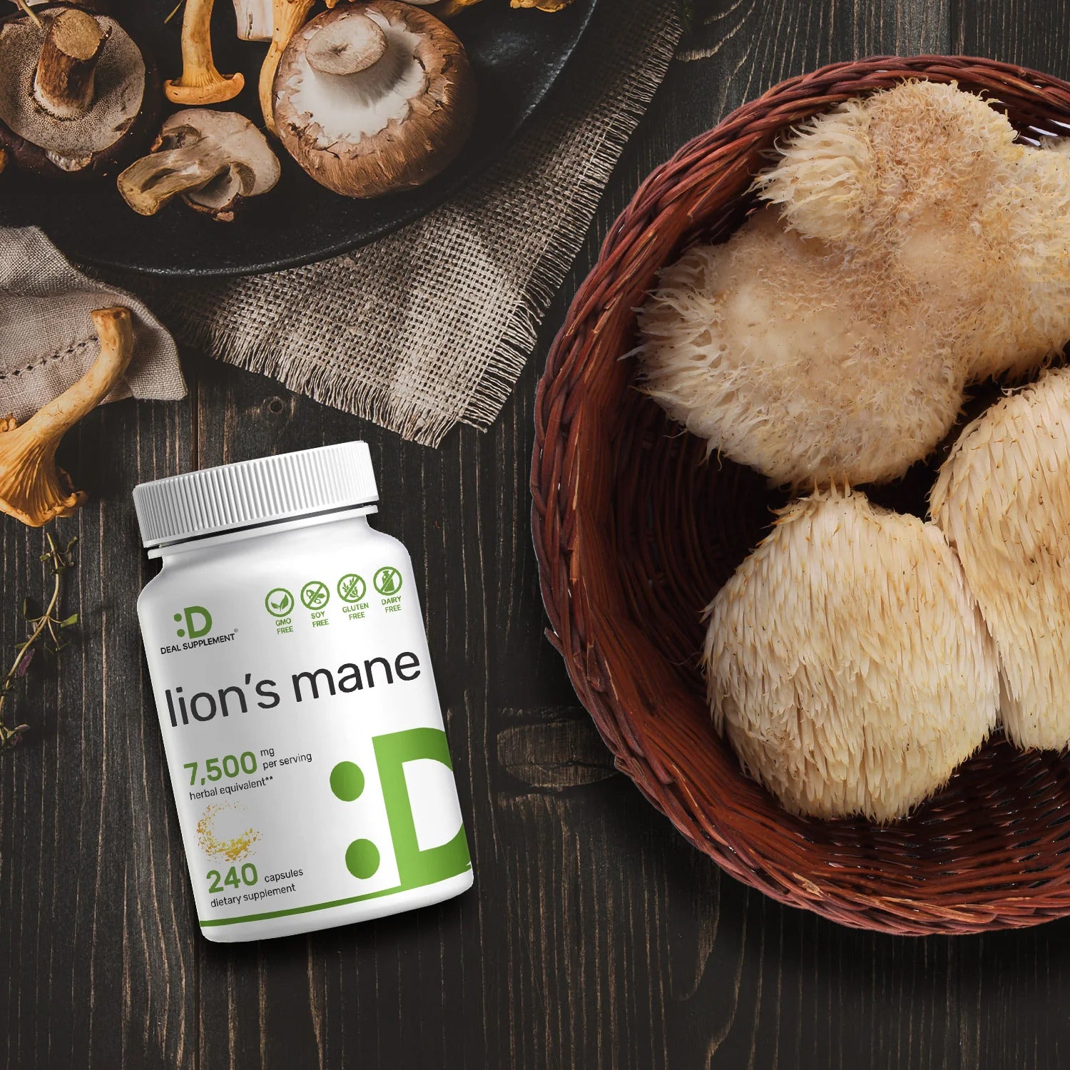 Deal Supplement Lions Mane Mushroom 7500mg Per Serving 240 Capsules - Galeri