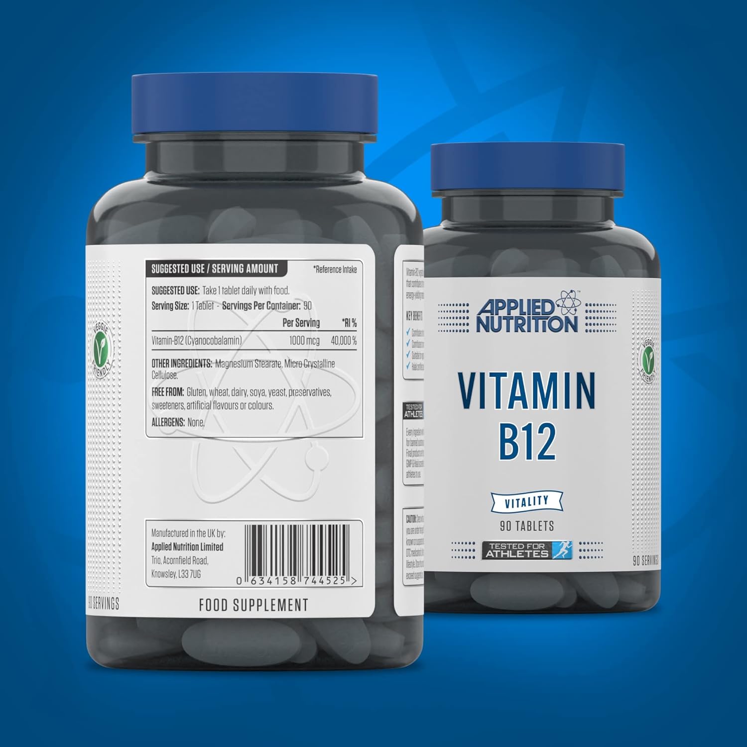 Applied Nutrition Vitamin B12 Immune System Support & Reduction of Tiredness and Fatigue 90 Tablets - Galeri
