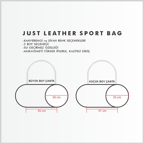 Just Leather Sport Bag -Şık Suni Deri Spor Çantası (Kahverengi &amp; Siyah) - Galeri