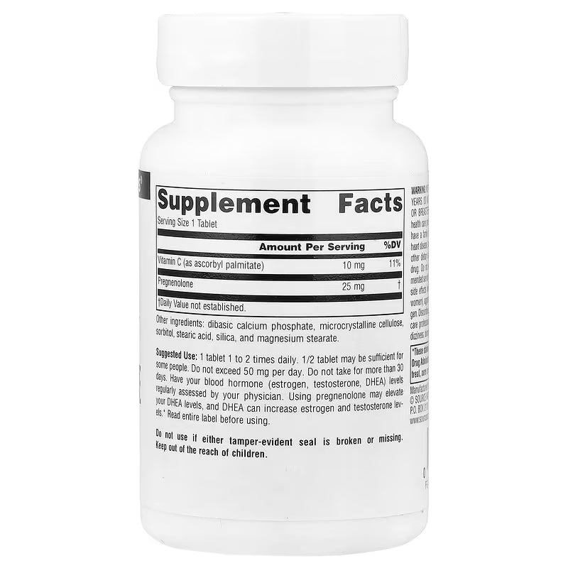 Source Naturals Pregnenolone Brain & Cognitive 25 mg 120 Tablet - Galeri