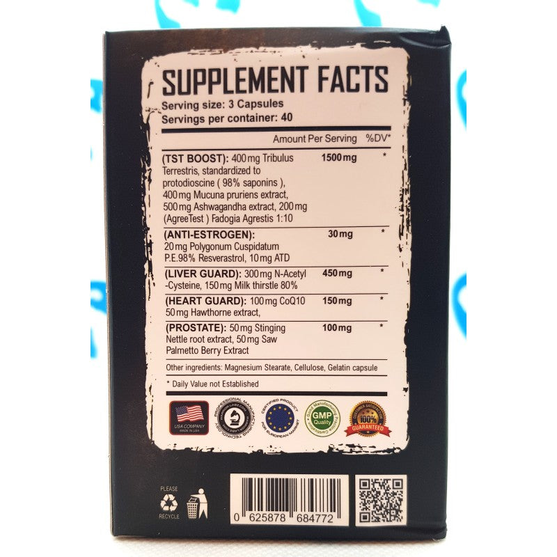 Warrior Labs PCT Tst Boost Tribulus with Liver Nac , Milk thistle Saw palmetto 120 Caps - Galeri
