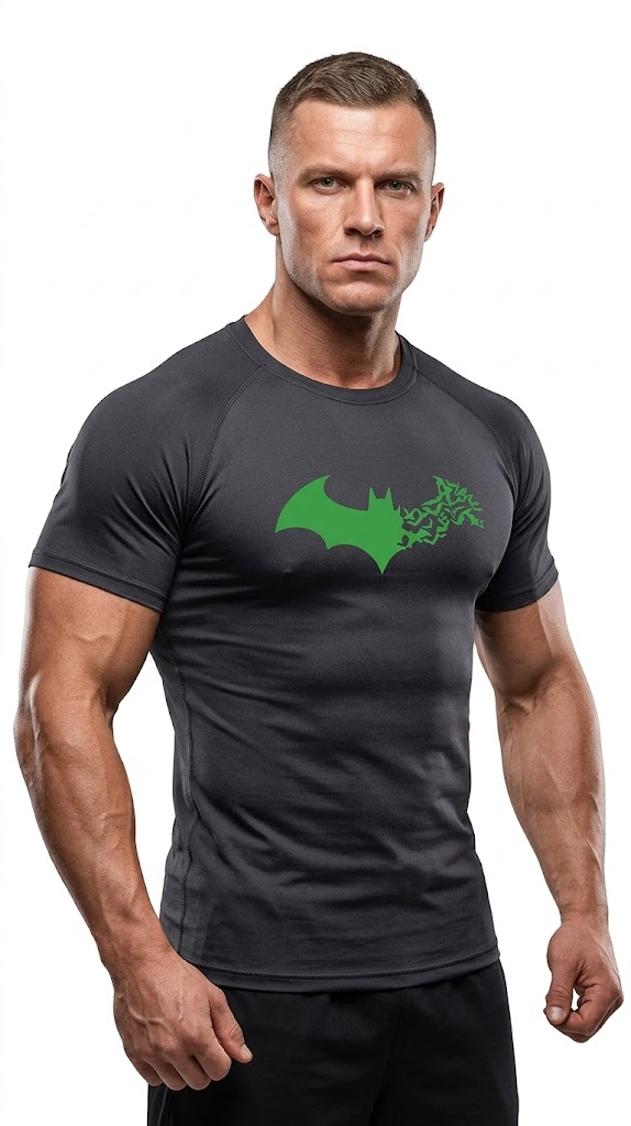 Batman Compression Dar Slim Bisiklet Yaka Tisort Kirik Beyaz Unisex Genc