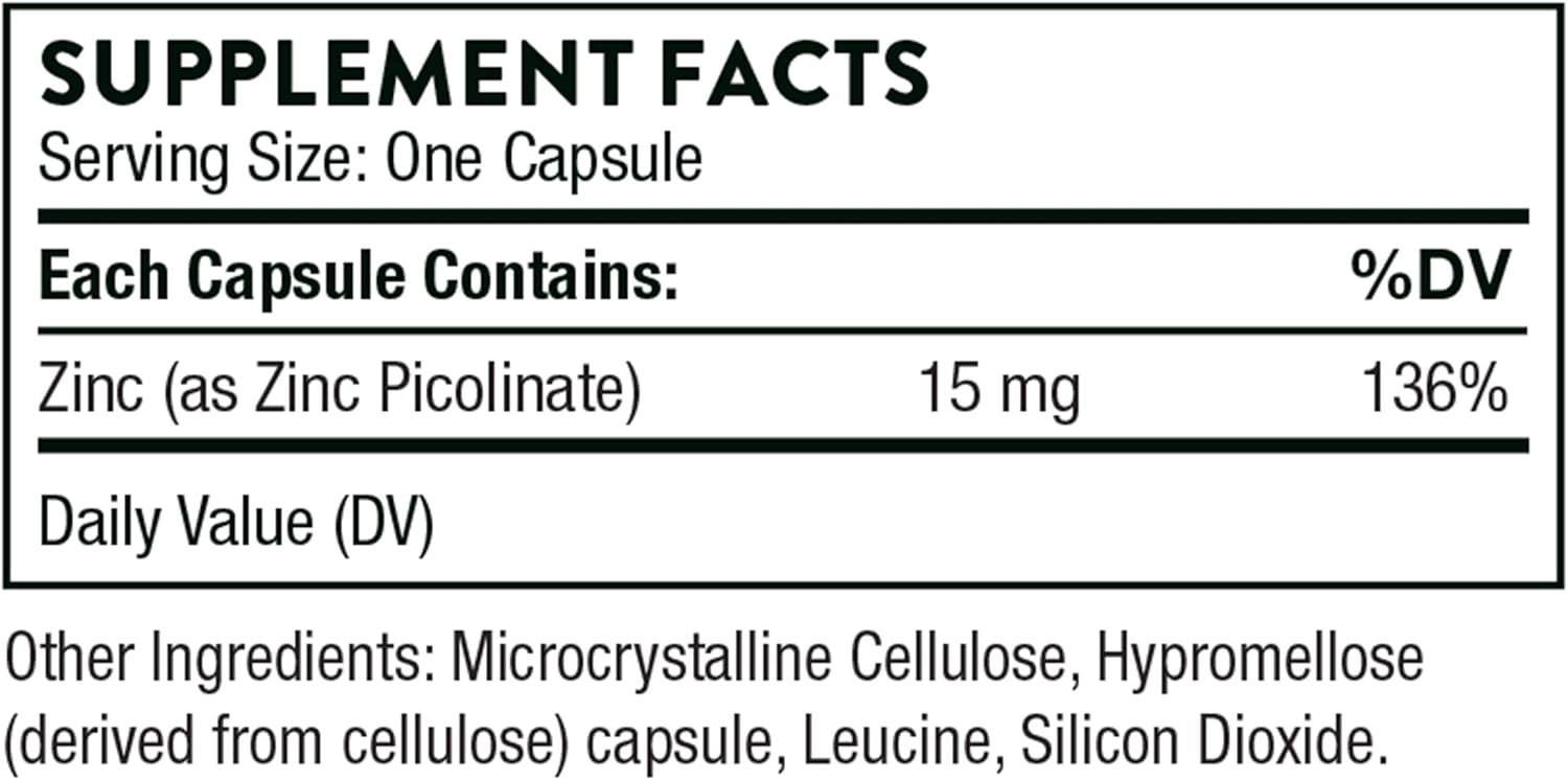 Thorne Zinc Picolinate 15mg - 60 CapsV - Çinko Takviyesi - Galeri