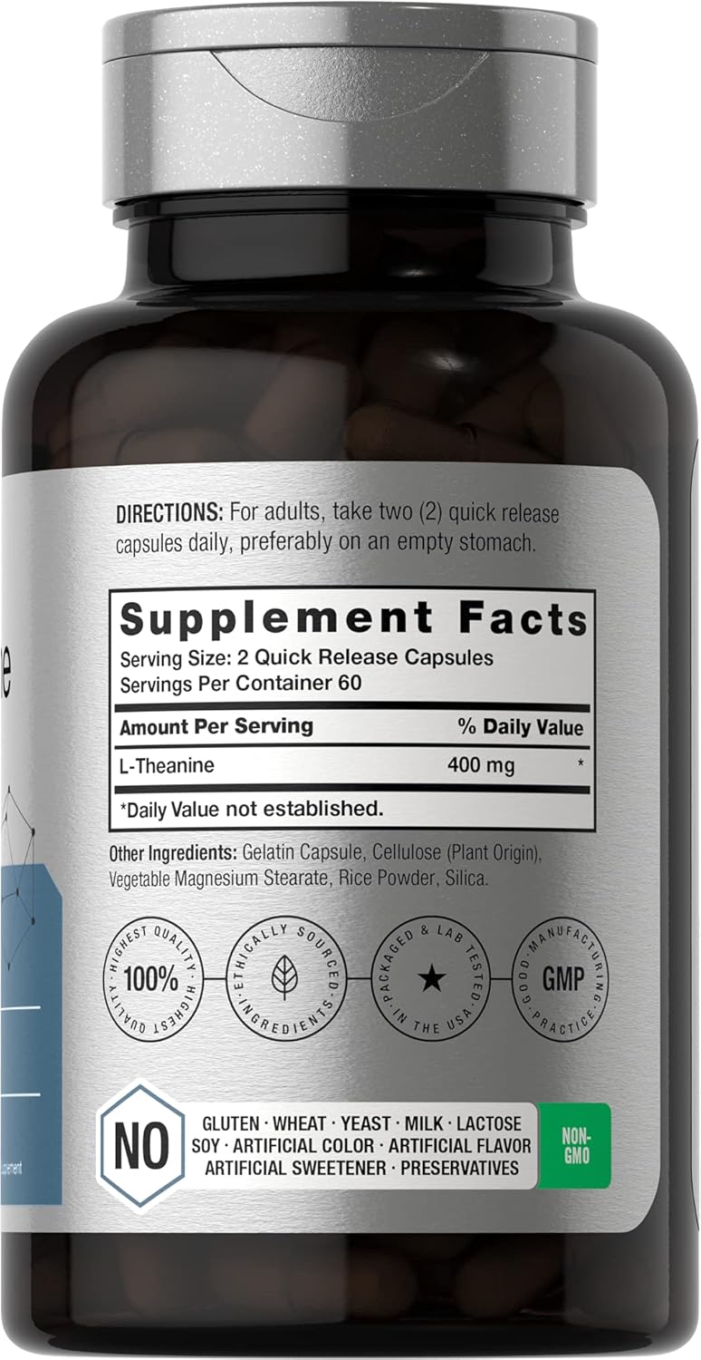 Horbaach L-Theanine 400mg per serving 120 Capsules - Galeri