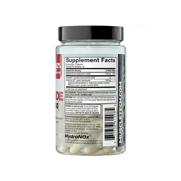 MuscleTech Nitric Oxide Peptide Citrulline 160 Pumps Recovery Energy Boost with HydroNOx & VasoDrive - 60 Caps - Galeri
