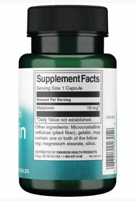 Swanson Triple Strength Melatonin - Natural Sleep Support for Disrupted Sleep Cycles - (60 Capsules, 10mg Each) - Galeri