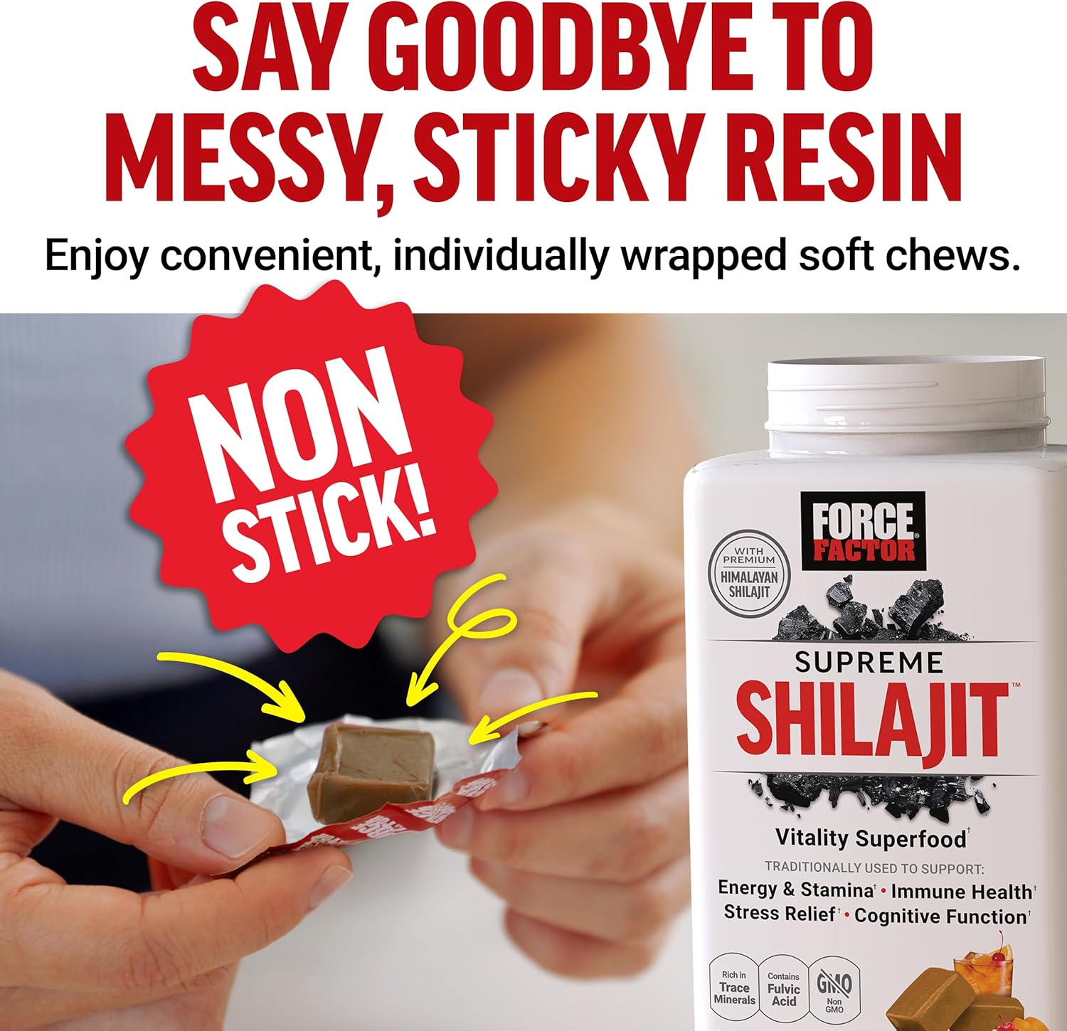 Force Factor Supreme Shilajit, Premium Himalayan Shilajit Trace Mineral Immune Health 60 Chews - Galeri