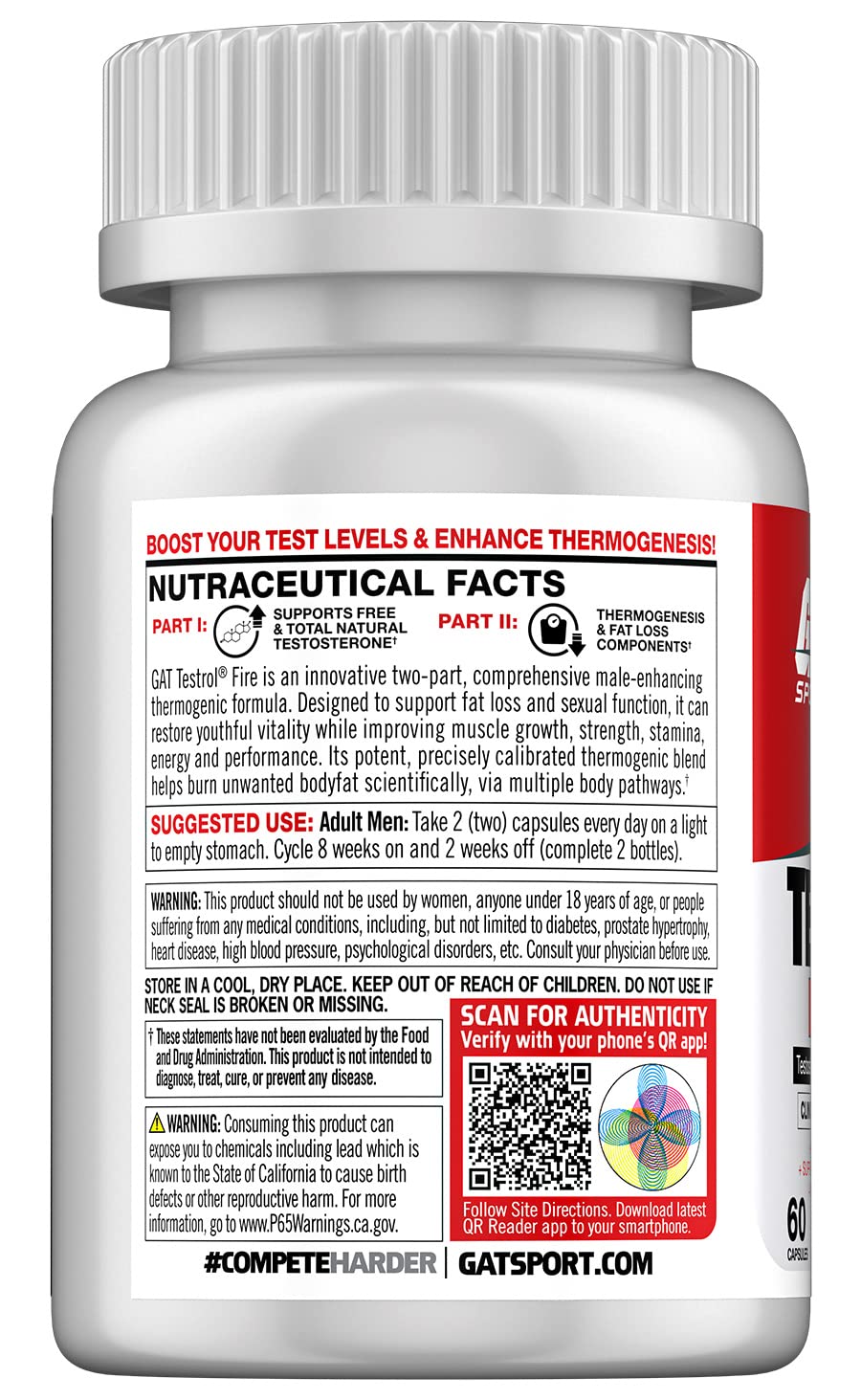 Gat Testrol Fire Thermo Fenugreek + Tribulus Testo Booster 60 Kapsül - Galeri