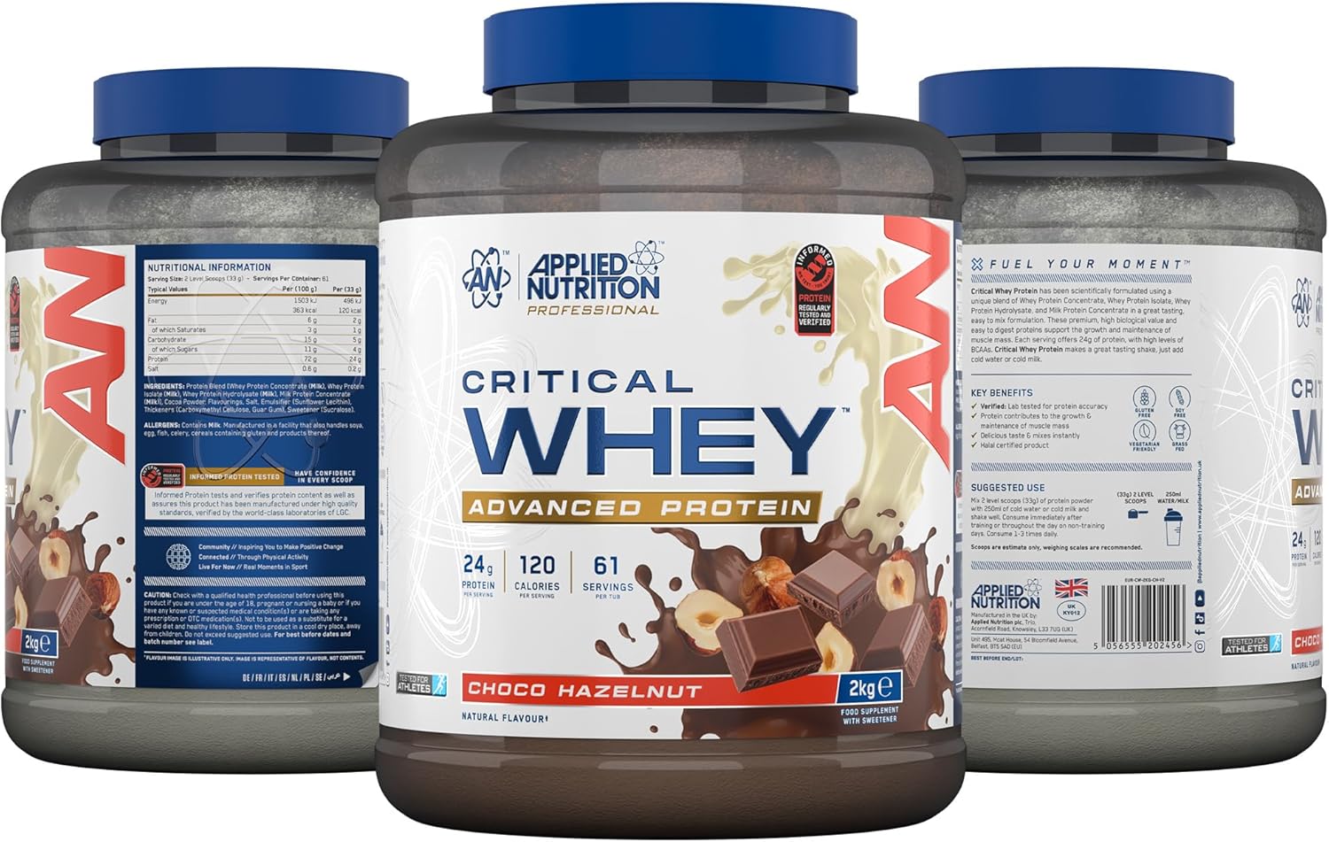 Applied Nutrition Critical Whey Protein Chocolate Hazelnut 2 kg - Galeri
