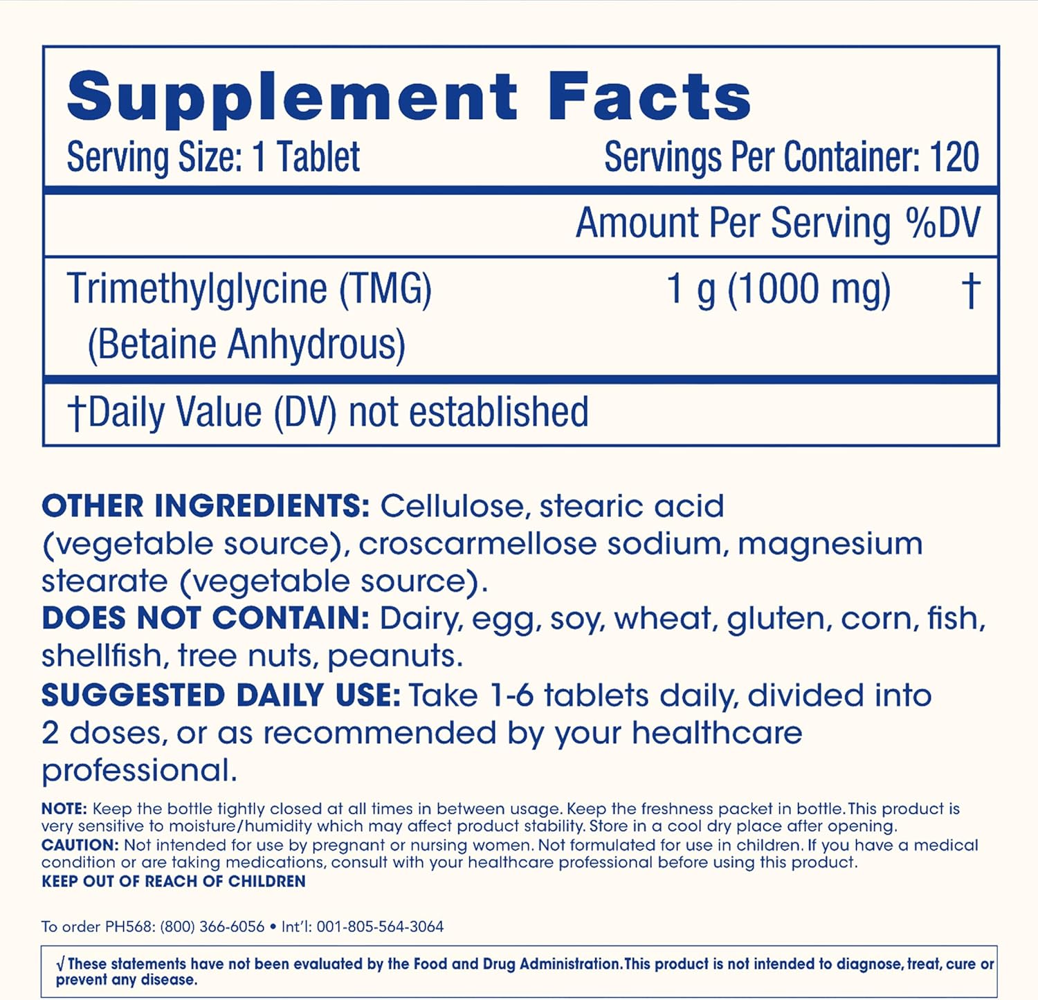 ProHealth TMG Pro 1000mg Trimethylglycine Betaine Heart Health Liver Detox 120 Tablet - Galeri