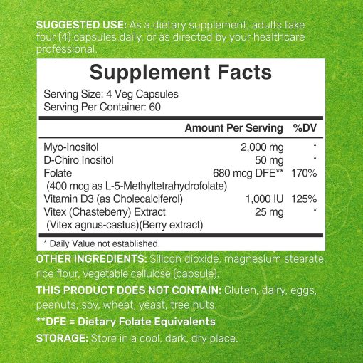 Deal Supplement Myo-Inositol Folate D-Chiro Inositol 40:1 ratio 2050 Mg Vitamin D3 240 Kapsul - Galeri