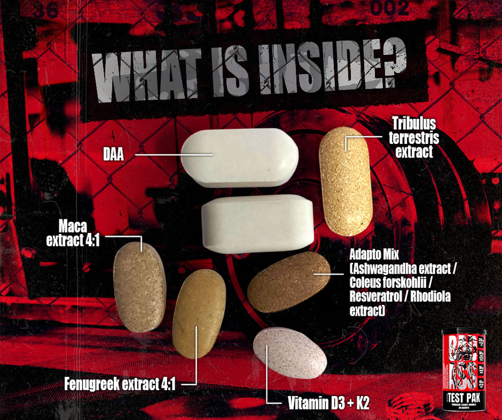 Badass Test Animal Pak Daa Aspartic Acid + Maca + Tribulus + Ashwagandha 30 Paket - Galeri