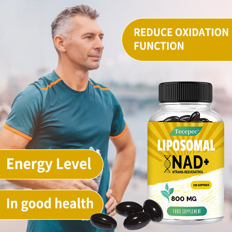 Tecepec Liposomal NAD+ Resveratrol 800mg - for Anti Aging, Nicotinamide Booster, Cell Regenerator - Galeri