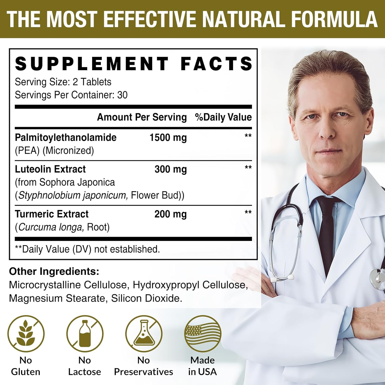 Rosmolo 1500 MG Palmitoylethanolamide with Luteolin 98% & Turmeric 60 Tablet - Galeri