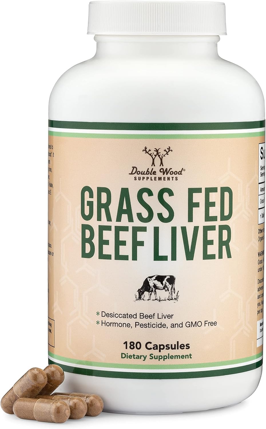 DOUBLE WOOD Grass Fed Beef Liver  180 Caps