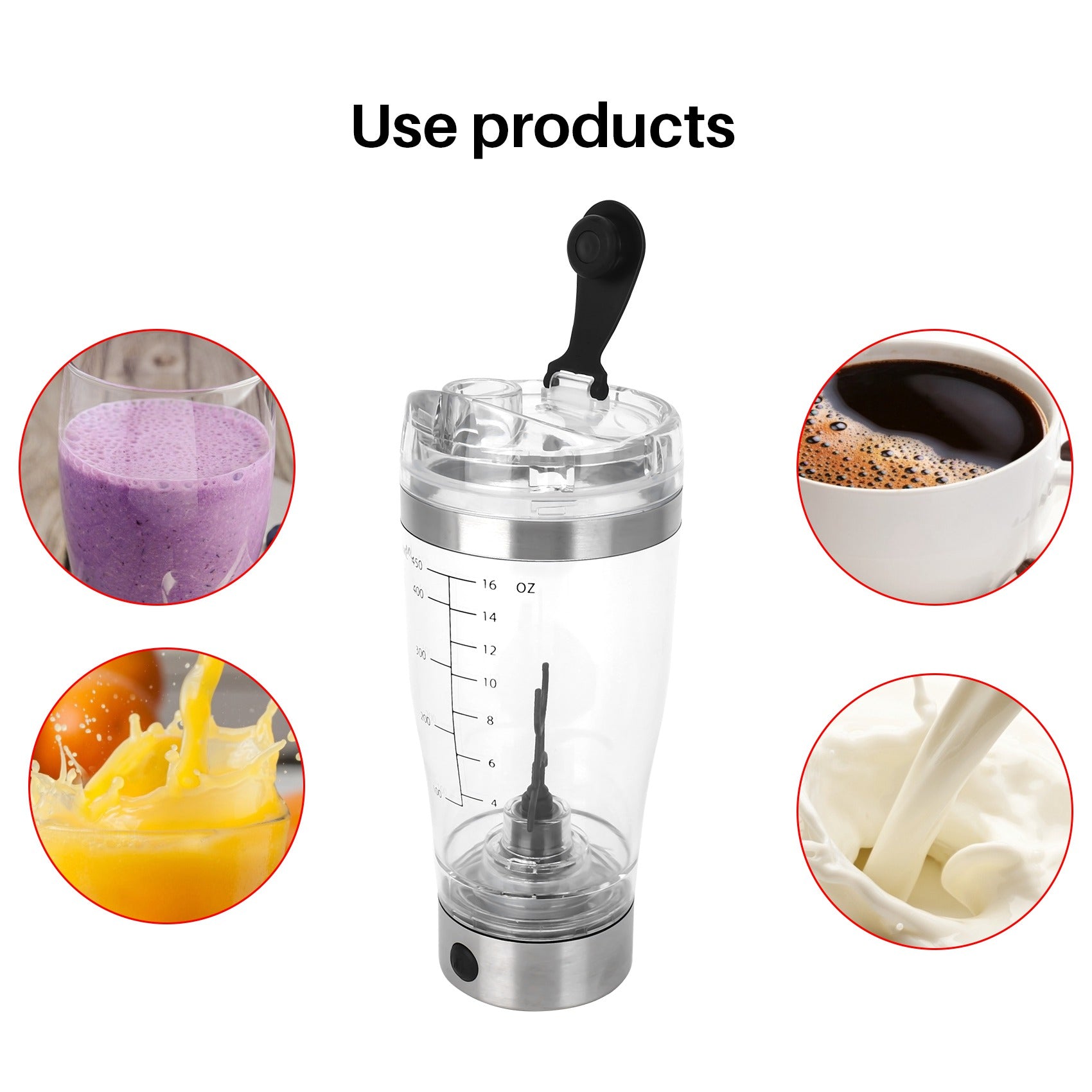 Elektrikli Electric Shaker Bottle Protein tozu otomatik Shaker şişe sızdırmaz mikser 450ml - Galeri